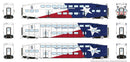 PREORDER Rapido HO 1110022 Bi-Level Commuter 2 Coach and Cab Car Set, Trinity Rail Express TRE Set #4 Cab #1006 Coach #1053, 1057 (white, blue, re