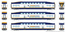 PREORDER Rapido HO 1110031 Bi-Level Commuter 2 Coach and Cab Car Set, West Coast Express Set #3 Cab #109 Coach 402, 406 (white, blue, yellow)