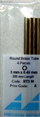 Albion Alloys BT3M Brass Tube 3 x 0.45 mm 4pcs