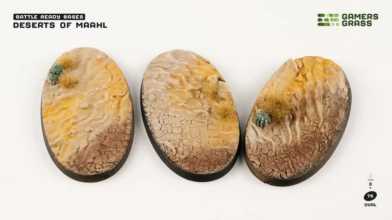 Gamers Grass Battle Ready Bases - Deserts of Maahl - Oval 75mm (x3)