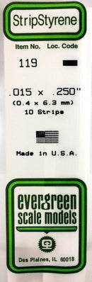 Evergreen Scale Models 119 Strip .015" x .250" (10)
