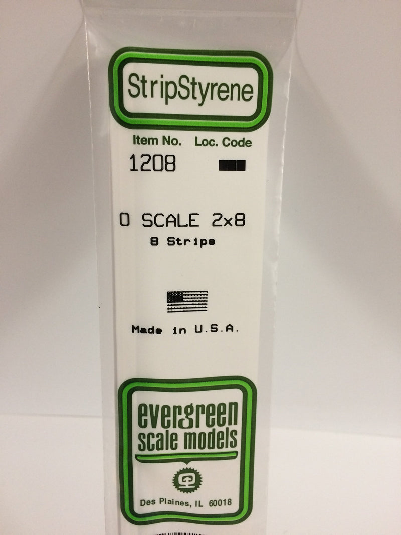 Evergreen Scale Models 1208 Styrene Strips -- 2 x 8", O Scale