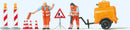 Preiser HO 10754 Road Construction Workers with Accessories, 2 Figures, Compressor Trailer and Signs