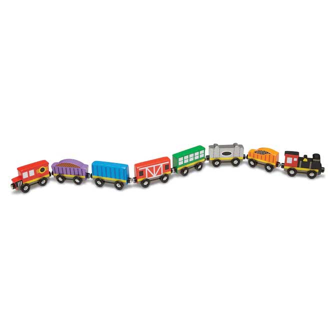 Melissa & Doug 51101 Wooden Train Car Set, 8 Pieces in Wooden Box