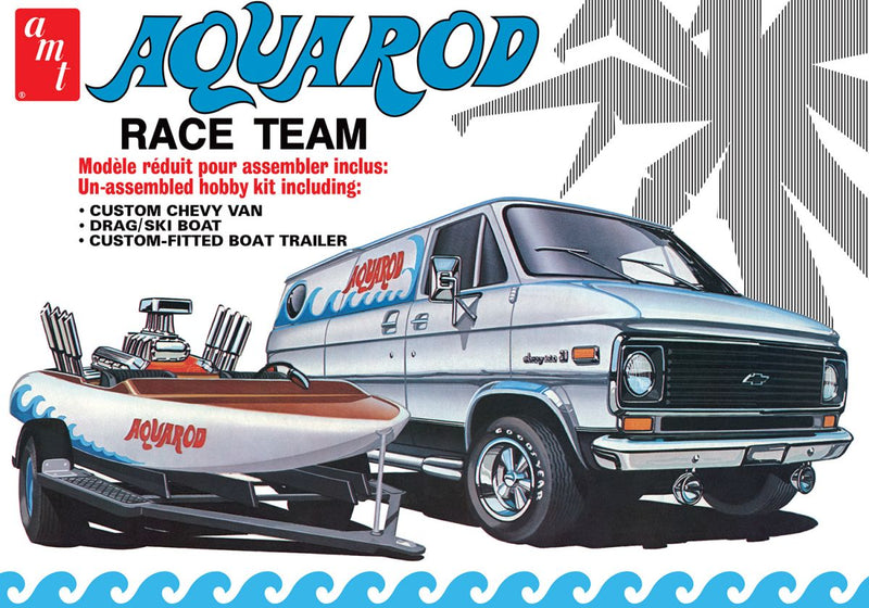 AMT 1338 Aqua Rod Race Team 1975 Chevy Van Race Boat & Trailer Skill