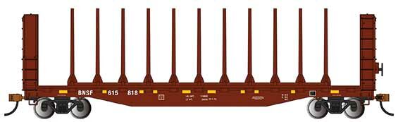 Bachmann HO 12905 52' Centerbeam Bulkhead Flat Car, Burlington Northern Santa Fe