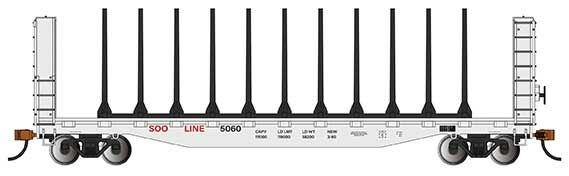 Bachmann HO 12906 52' Centerbeam Bulkhead Flat Car, Soo Line