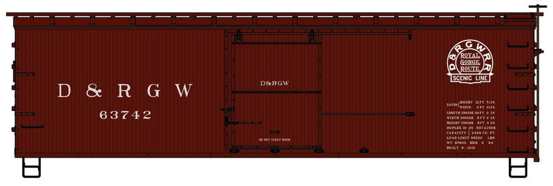 Accurail HO 1312 36' Double Sheathed Wood Box Car Kit with Metal Ends, Denver and Rio Grande Western