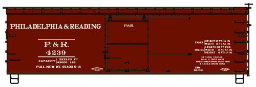 Accurail HO 1315 36' Double Sheath Wood Boxcar Kit, Philadelphia & Reading
