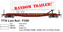 Rapido 138018A	Class F30D 50' TOFC Flatcar w/Random Trailer - Ready to Run -- Trailer-Train TTX (Late Boxcar Red)