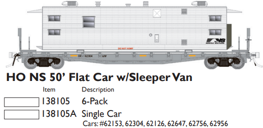 PREORDER Rapido 138105A HO Class F30A 50' Flatcar w/Sleeper Trailer - Ready to Run -- Norfolk Southern (MOW Gray, yellow)