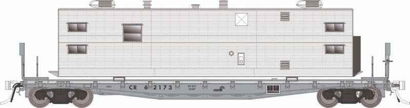 PREORDER Rapido HO 138107 F30A 50' Flat Car with Camp Van Set, Conrail MOW