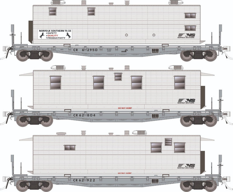 PREORDER Rapido HO 138109 F30A 50' Flat Car with Camp Van Set, Norfolk Southern MOW