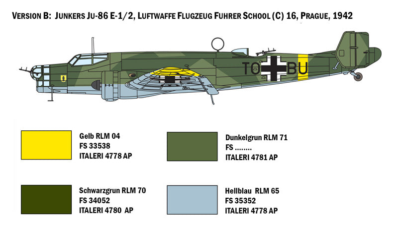 Italeri 1391 - SCALE 1 : 72 JU 86 E1/E2