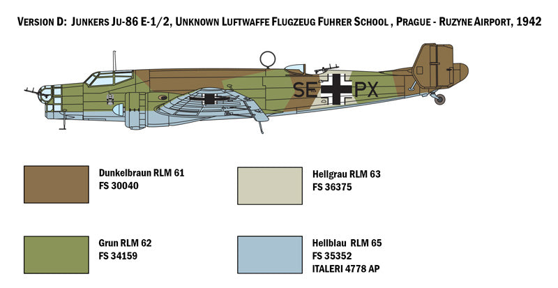 Italeri 1391 - SCALE 1 : 72 JU 86 E1/E2