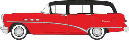 Oxford Diecast HO 87BCE54004 1954 Buick Century Estate Station Wagon, Matador Red, Carlsbad Black