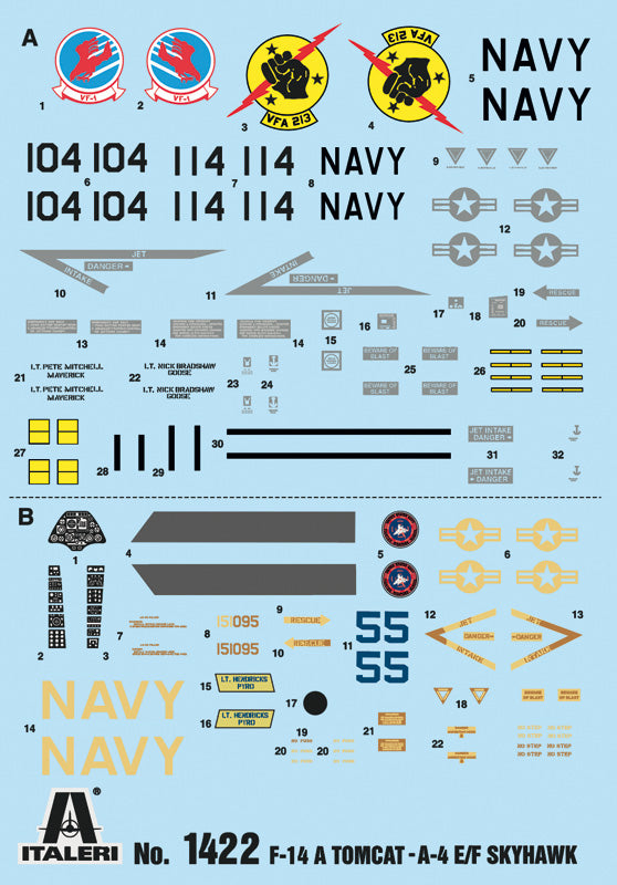 Italeri 1422 - SCALE 1 : 72 "Top Gun" F-14A vs A-4F