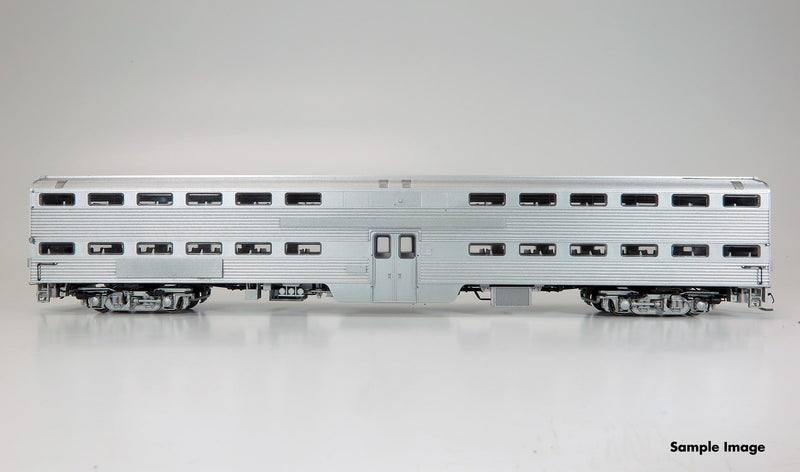 Rapido 145010 HO Budd Gallery Bi-Level Commuter Coach - Ready to Run -- Metra Unnumbered (stainless, no placard, RTA & BNSF Wedge Logos)