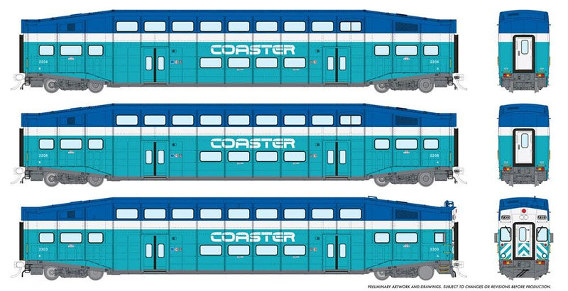 Rapido 146031 HO BiLevel Commuter Car: Coaster - Original: Set