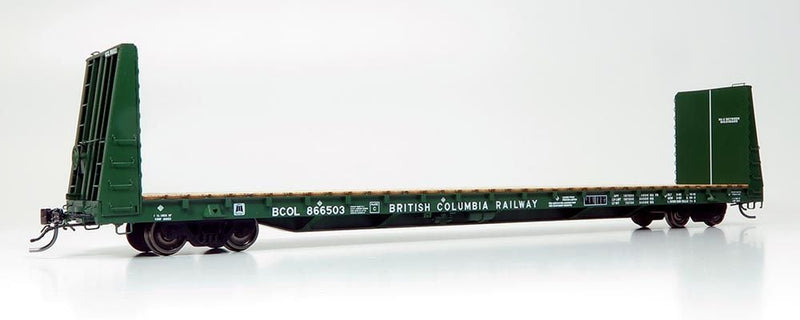 Rapido 147005A HO Marine Industries Bulkhead Flatcar: BCR - Dark Green Scheme: Single Car