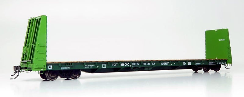 Rapido 147006A HO Marine Industries Bulkhead Flatcar: BCIT - Dark Green Int'l Scheme: Single Car