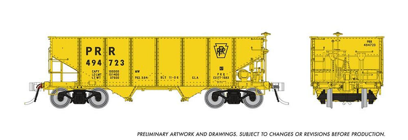 Rapido 148012A 	Class GLa 2-Bay Hopper - Ready to Run -- Pennsylvania Railroad (MOW yellow), HO