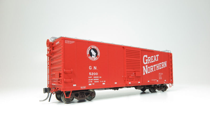 Rapido 155006A GN 40' 12-Panel Boxcar w/Late Improved Dreadnaught Ends - Ready to Run -- Great Northern (Chinese Red, silver, black, white, Large Lettering), HO