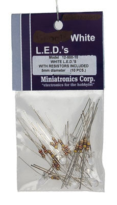 Miniatronics 1250010 Standard Light Emiting Diodes (LEDs) 5mm Diameter, White (10-pack)