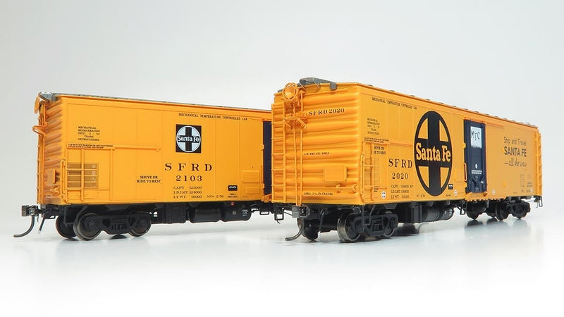 PREORDER Rapido 561005A N Class RR-56 Mechanical Reefer - Ready to Run -- Santa Fe (orange, blue, black, El Capitan Slogan)