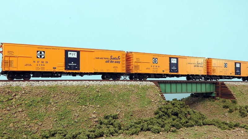 PREORDER Rapido 561004 N Class RR-56 Mechanical Reefer 6-Pack - Ready to Run -- Santa Fe (orange, blue, black, Chief Slogan)