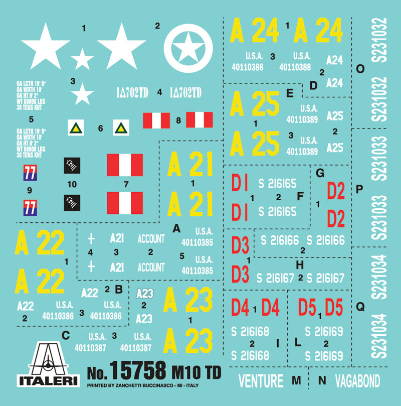 Italeri 15758 - SCALE 1 : 56 M10 Tank Destroyer