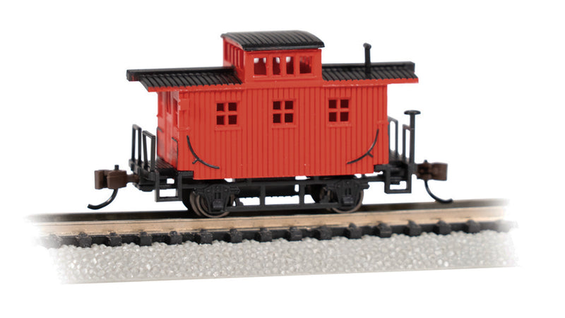 Bachmann 15758 OLD-TIME BOBBER CABOOSE - PAINTED, UNLETTERED - RED- N Scale