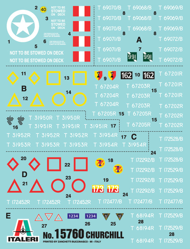 Italeri 15760 - SCALE 1 : 56 CHURCHILL Mk.III - Mk.III 75mm - MK.IV - AVRE - Mk.V - NA 75 - Mk.VI