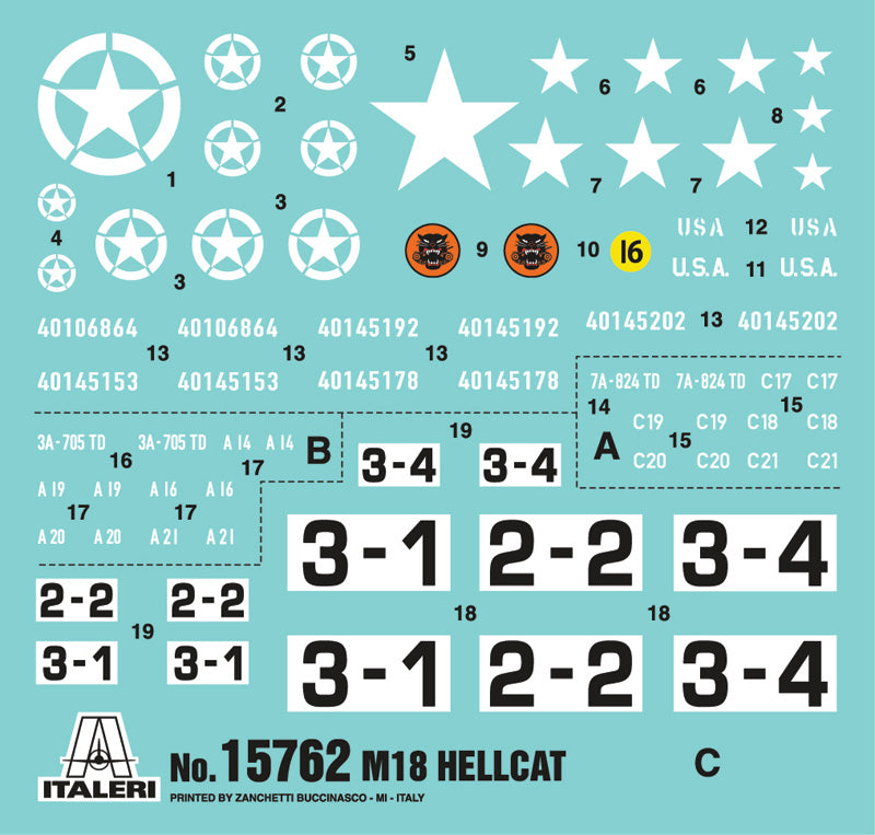 Italeri 15762 - SCALE 1 : 56 M18 HELLCAT