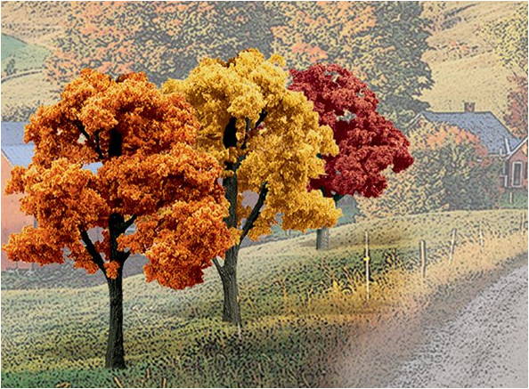 Woodland Scenics TR1577 Ready Made Fall Trees 3'-5' 14pk