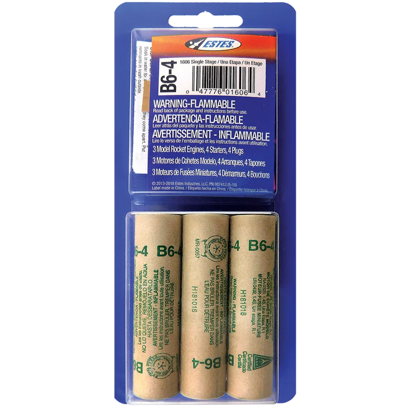Estes Rockets 10021 B6-4 STD ENG 18MM-PO BAG