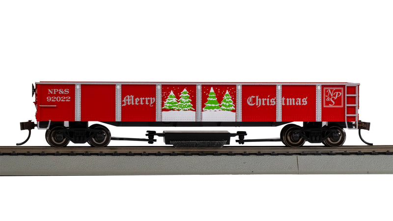 Bachmann 16343 40’ TRACK CLEANING GONDOLA CAR - CHRISTMAS - NP&S  - Ho Scale