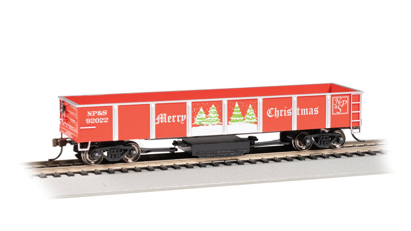 Bachmann 16343 40’ TRACK CLEANING GONDOLA CAR - CHRISTMAS - NP&S  - Ho Scale