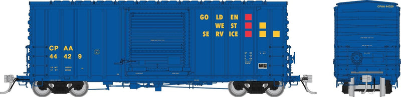 PREORDER Rapido HO 164005 PC&F B-100-32 Boxcar Set, Golden West Service CPAA Service (6-Pack)
