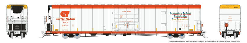 PREORDER Rapido HO 167502-1 Greenbrier 7780cuft Reefer with Sound, Cryo-Trans "Hyde Park"
