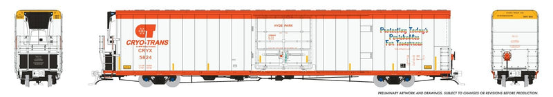 PREORDER Rapido HO 167502A Greenbrier 7780cuft Reefer with Sound, Cryo-Trans
