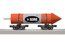 Lionel O 2-526590 Disconnect Log Trucks with Rocket Load, 3-Rail, Looney Tunes, Acme (black Trucks, red, black, white Rocket)