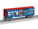 Lionel O 2-528140 Steel Boxcar, 3-Rail, Superman (DC Comics 90th Anniversary, blue, red, white)