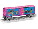 Lionel O 2-528460 Steel Boxcar, 3-Rail, Barbie 1980s (pink, blue)