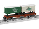 Lionel O 2-528560 Intermodal TOFC Flatcar with 2 Trailers, 3-Rail, Harry Potter Hogsmeade (red car with green & white Trailers)