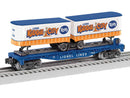 Lionel O 2-528660 Intermodal TOFC Flatcar with 2 Trailers, 3-Rail, Lionel Kiddie City (blue, white, orange)