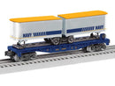 Lionel O 2-528690 Intermodal TOFC Flatcar with 2 Trailers, 3-Rail, Navy (blue, silver, yellow)