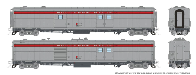 PREORDER Rapido HO 176029 Pacific Car & Foundry Economy Baggage & Power Car with Sound Business Set, Southern Pacific Scarlet Stripe