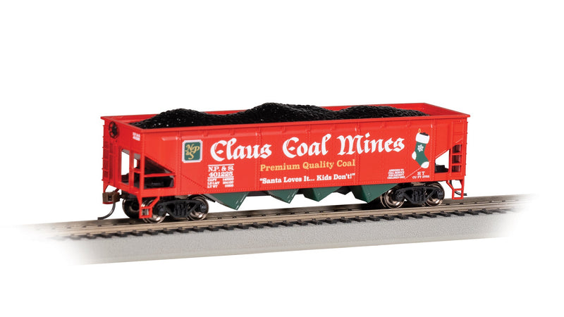 PREORDER Bachmann 17609 40' Quad Hopper Car - CHRISTMAS - NP&S® CLAUS COAL MINES - HO Scale