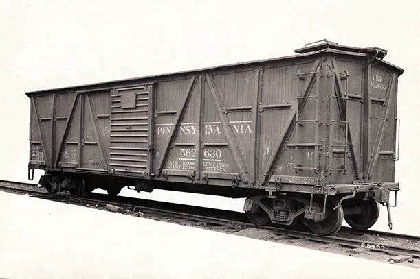 Rapido 177003A HO Class X23 Wood Boxcar - Ready to Run -- Pennsylvania Railroad (Tuscan, white, Lines Lettering)